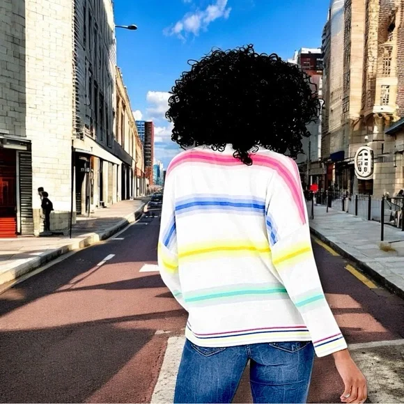 NWOT 🌸 Vibrant Whisper Cashmere by Brodie, V-Neck, Florescent and Pastel Colors - Picture 6 of 9